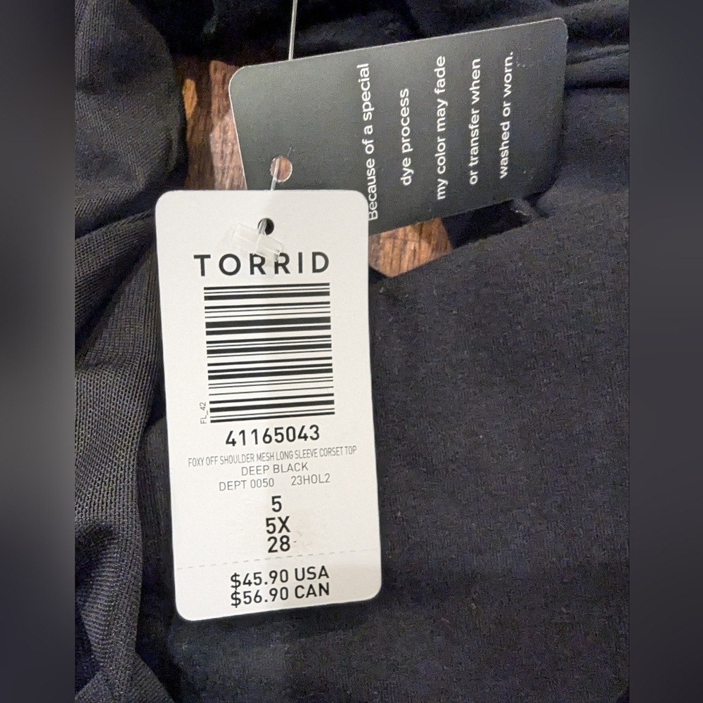 New Torrid Foxy Off the Shoulder Mesh Long Sleeve Corset Top 5x, new with tags - Picture 14 of 14